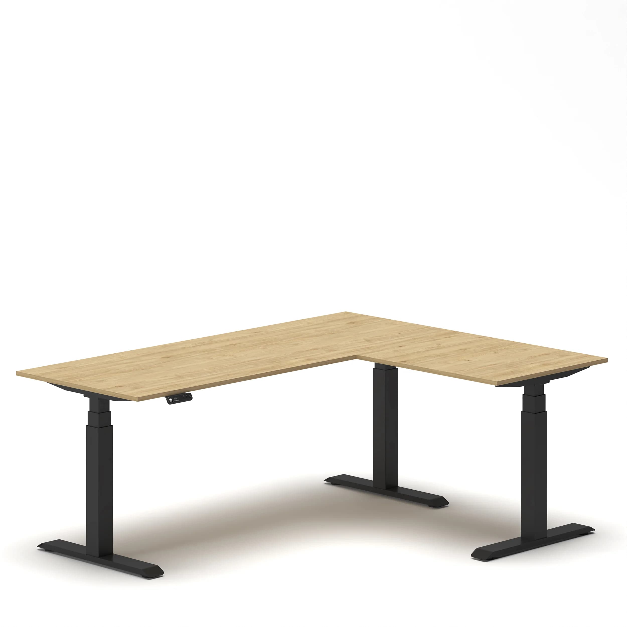 Navodesk® L Shaped Desk Oak Top Black Frame Right1