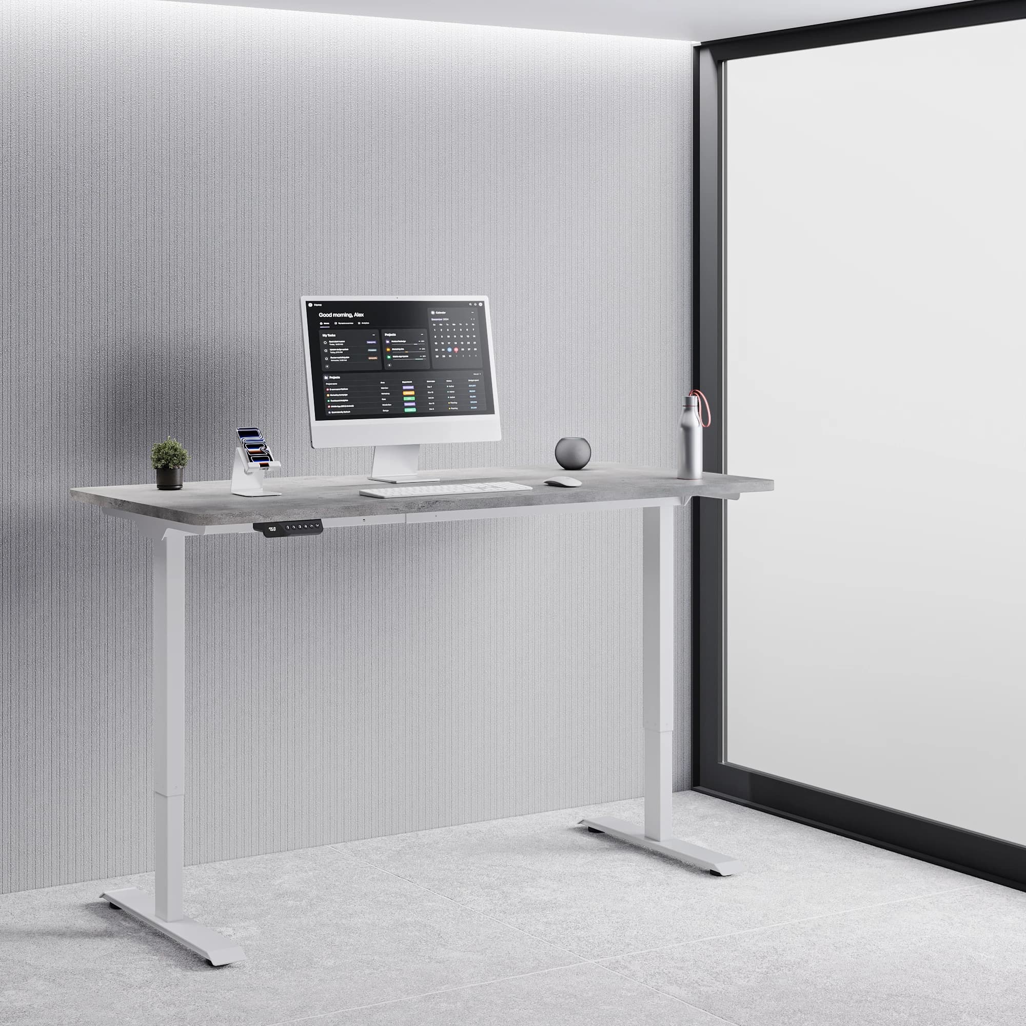 Navodesk® ECO Lunar Grey Top White Leg 1