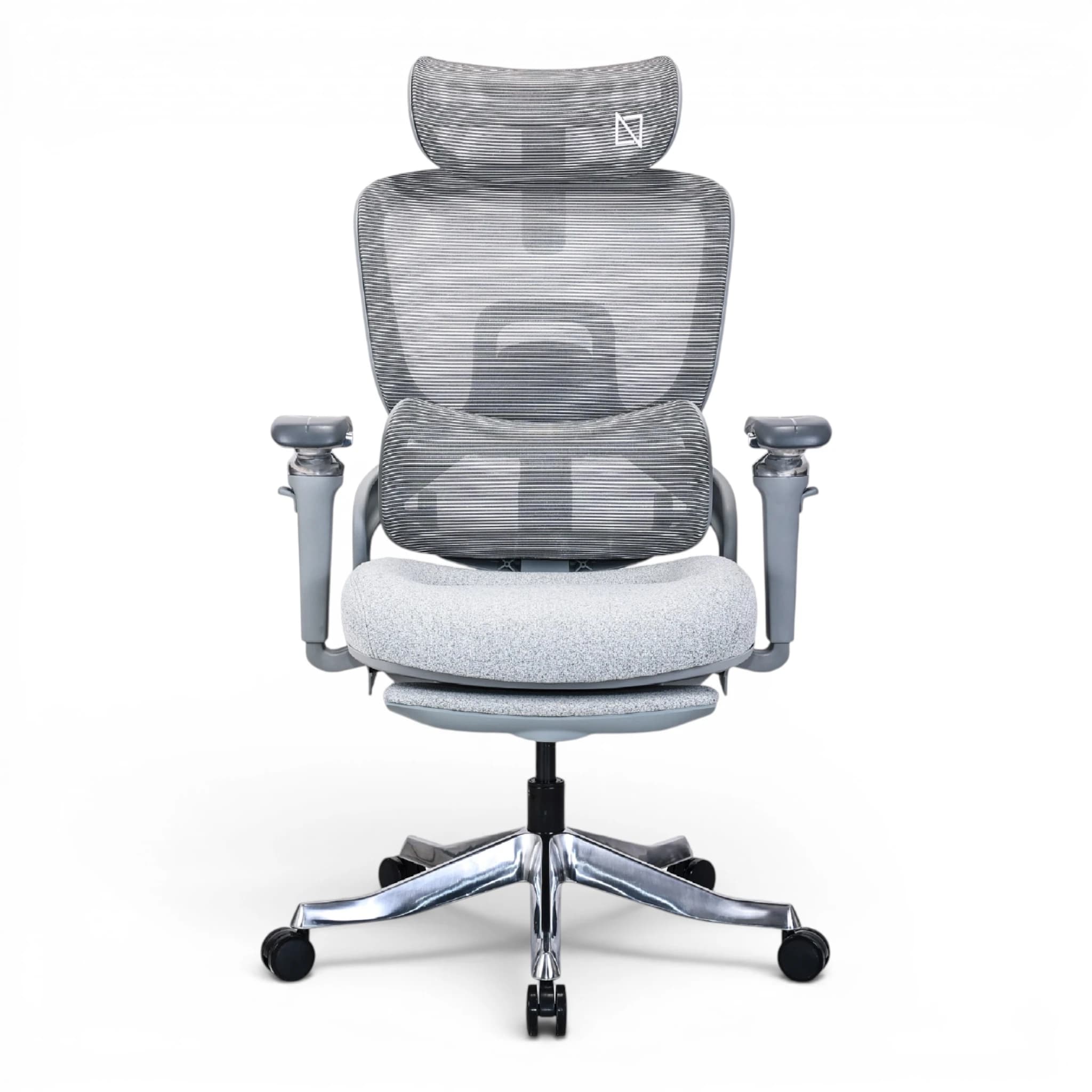 Ergomax Grey Fabric Ergonomic Office Chair with Footrest v2