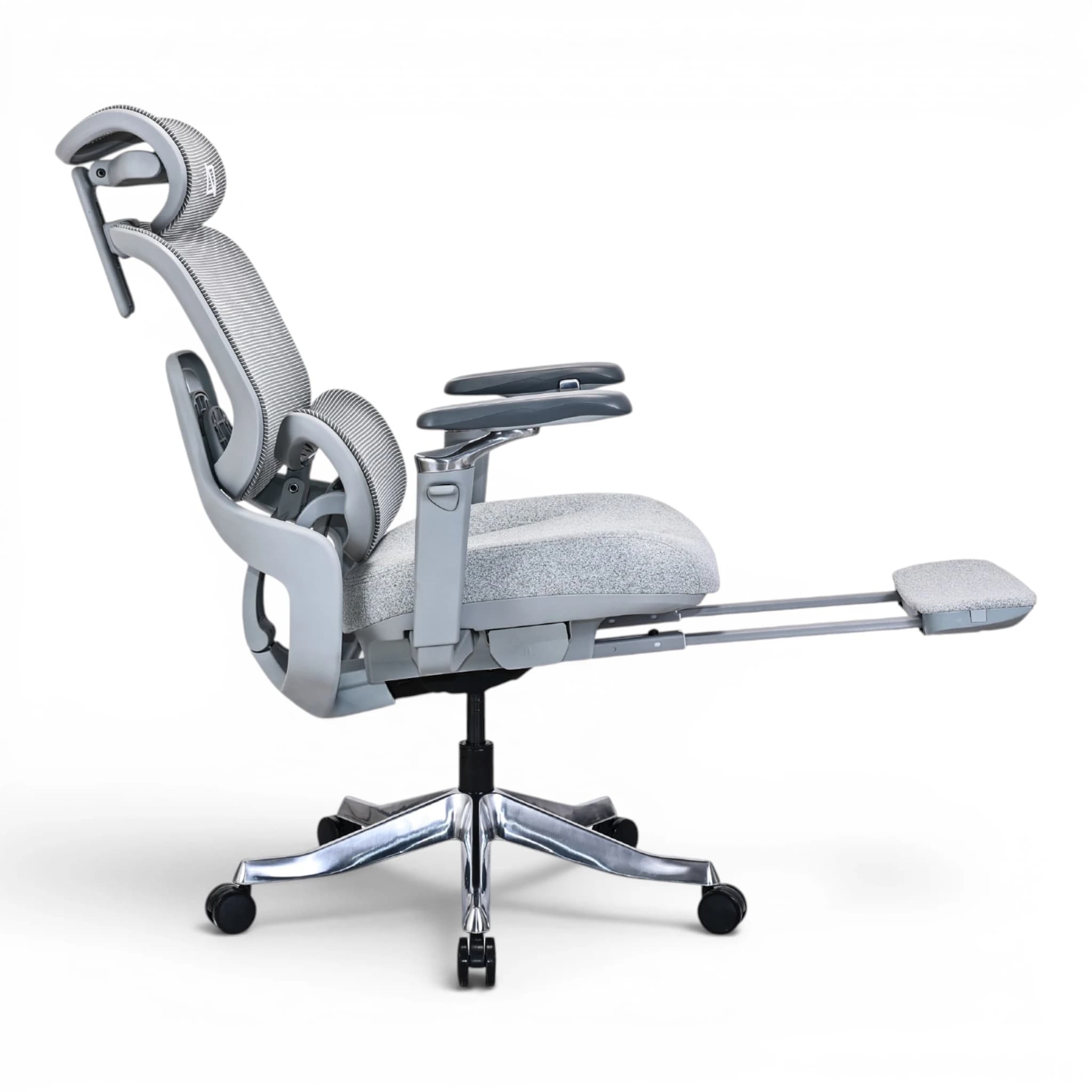 Ergomax Grey Fabric Ergonomic Office Chair with Footrest v2